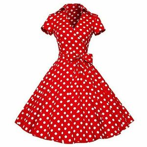 Rockabilly 1950s Red Polka dot short sleeve dress